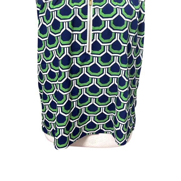 Macbeth Collection Top Tank Geometric Pattern Low Back Sleeveless Green Blue XS - Picture 3 of 8